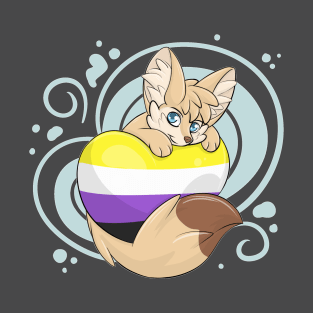 Non Binary-Flag with a Fennec Fox T-Shirt