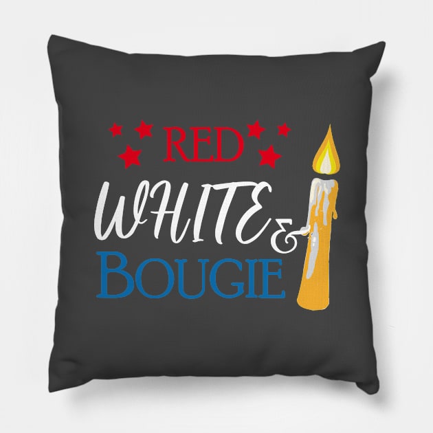 red white and bougie Pillow by bisho2412