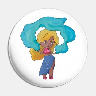 Water Magic Chibi Girl Pin