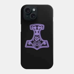 Thor hammer - Mjöllnir - violet neon Phone Case