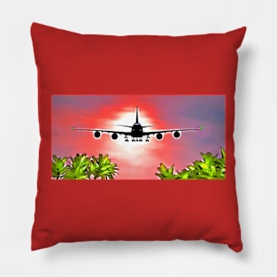 Airplane Landing at Tropical Island Pillow