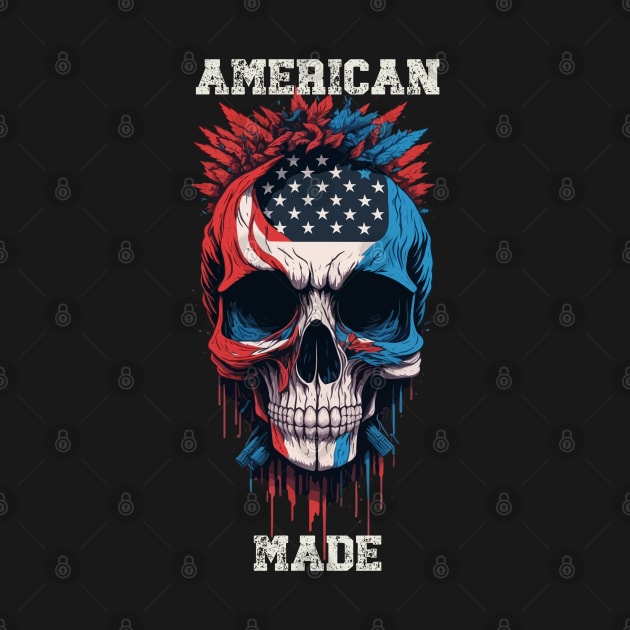 American Flag 4th of July Patriot Skull by LittleBearBlue