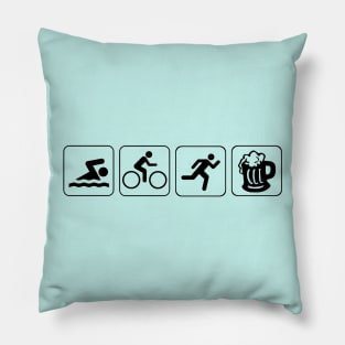 funny triathlete swim cycle run beer Pillow