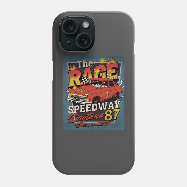 The Rage speedway vintage racing distressed retro poster Phone Case by SpaceWiz95