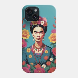 Frida's Floral Harmony: Colorful Portrait Phone Case