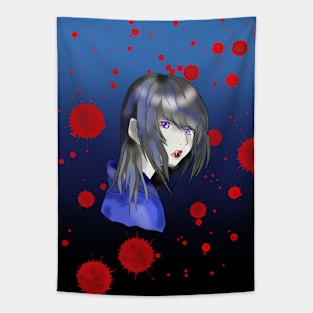 Reluctant teenage vampire in blue Tapestry