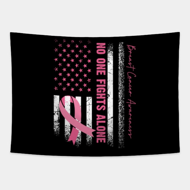 No One Fights Alone Breast Cancer Tapestry by oyshopping