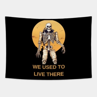 We Used To Live There  Skeleton Astronaut Tapestry