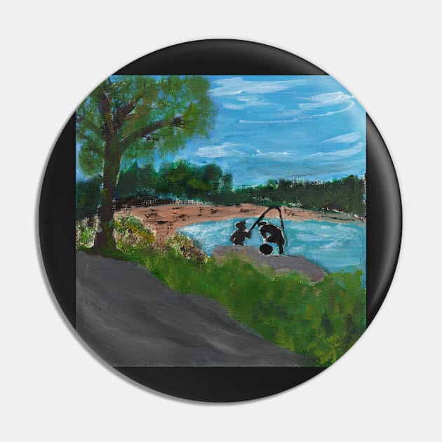 Gone Fishing Pin by Colzo Art