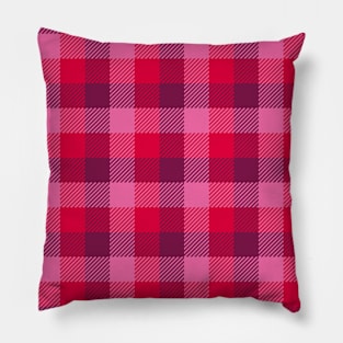 Retro Valentine's tartan paid pink burgundy Pillow