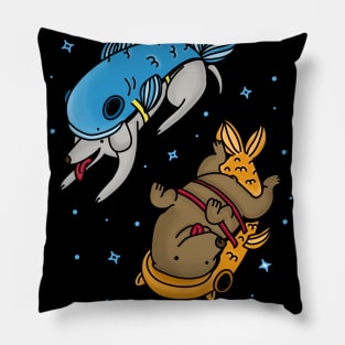 Cute Dogs Dressed as Pisces swimming in the stars Pillow