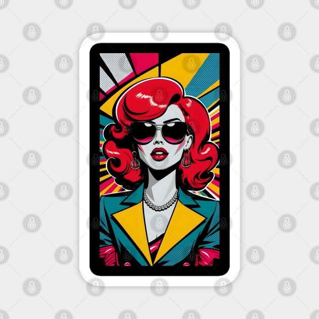 Retro ginger redhead woman pop art Magnet by Spaceboyishere