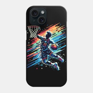 Pixelated Dunk: Retro Basketball Tee Phone Case