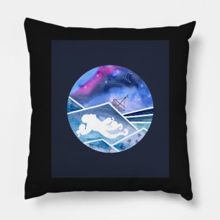 Abstract Seascape with Octopus and Sailing Ship2 Pillow