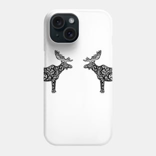 Mooses or Elks in Love - cool animal ink art design - on light colors Phone Case