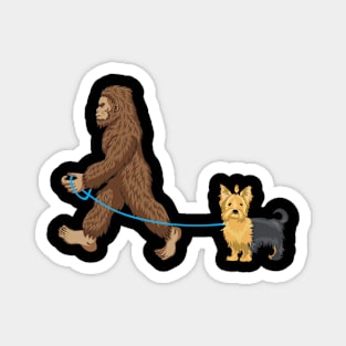 Bigfoot Dog Walk Yorkie - Sasquatch Dog Lovers Magnet