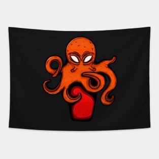 Octopus Monster on bucket Tapestry