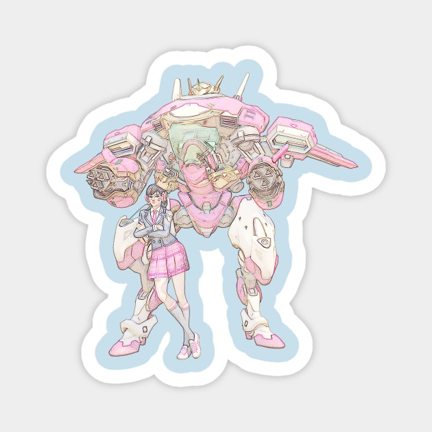 Overwatch D.Va Academy Skin Faded Magnet by Green_Shirts