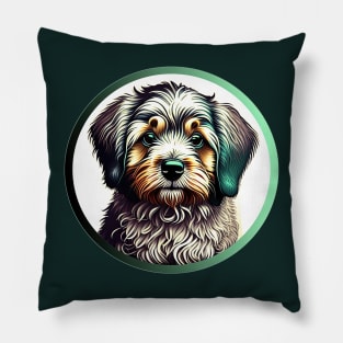 A Brown & White Havanese Dog in a Green Highlight Pillow