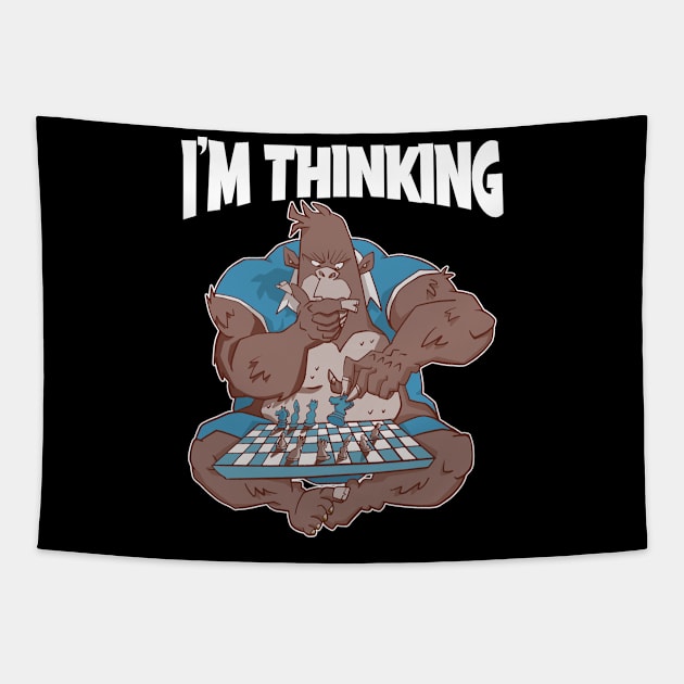 Im Thinking Chess Funny Chess Gift Tapestry by CatRobot