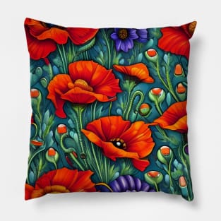 Poppies and Cornflowers Pillow