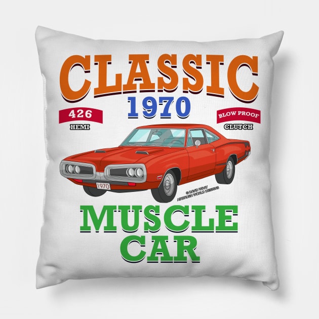 Classic Muscle Car Garage Racing Hot Rod Novelty Gift Pillow by Airbrush World