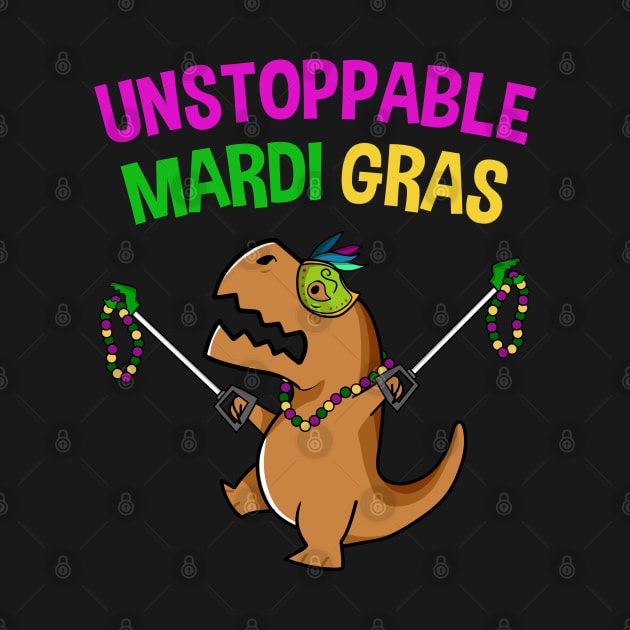 Unstoppable T Rex Dinosaur Funny Mardi Gras by TheBeardComic