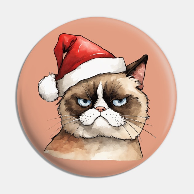 Angry Christmas Cat - Meowy Christmas Cat Pin by Pop Cult Store