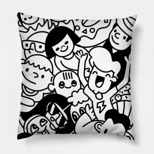 Happy kid cartoon doodle collection ,Hand Drawn Vector Illustration of Doodle, illustrator line tools drawing,Flat Design Pillow