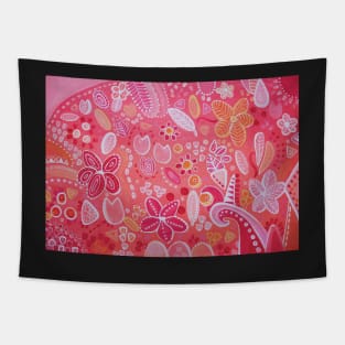 Flowers on Pink Tapestry
