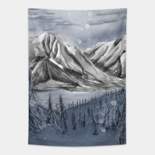 Snowflake mountain winter wonderland Tapestry