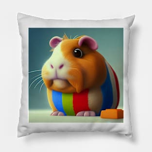 Funny  Guinea Pig in a Striped Sweater Pillow