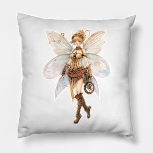 Watercolor Steampunk Fairy Girl #7 Pillow