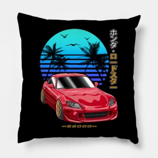 JDM Red Honda S2000 Roadster Sunset Palm Beach Pillow