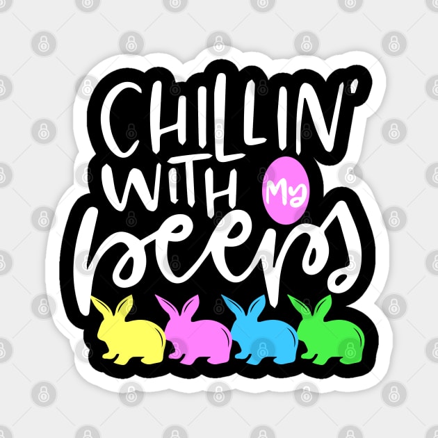 Chillin with my Peeps Cute Easter Egg hunting Magnet by ArtedPool