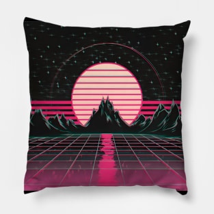 Synthwave sun Pillow