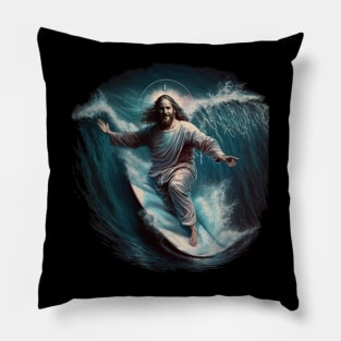 Jesus surfs Pillow