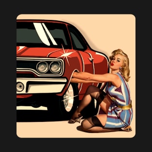 Pin-up Girl American Muscle Car T-Shirt