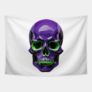 Roses of Darkness: Urban Stylish Green and Violet Skull Aesthetic Artwork for Halloween Tapestry