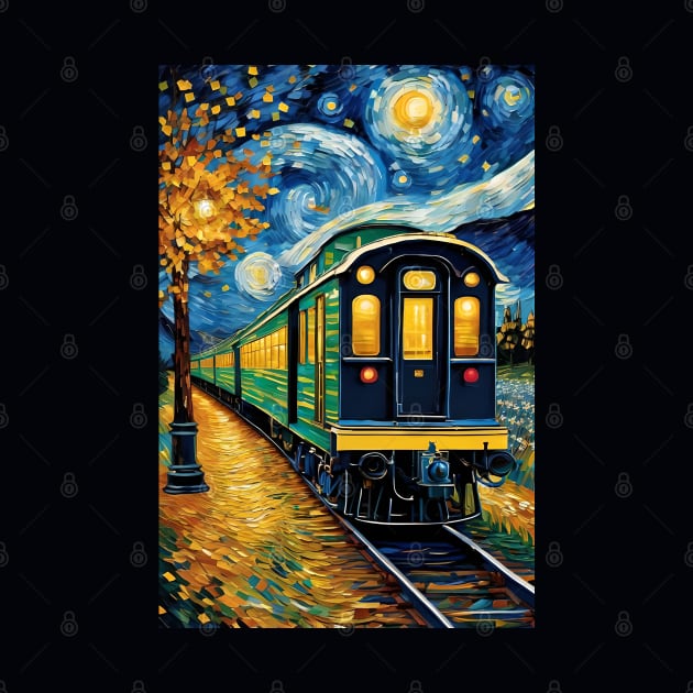 Vincent van Gogh Starry night style train by Spaceboyishere