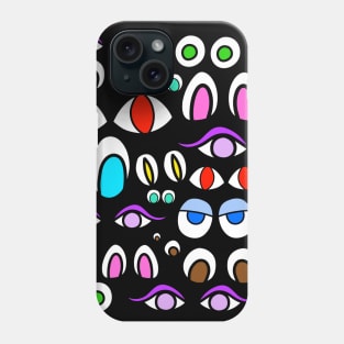 Eye Am Watching You, Spooky Cartoon Eyes Pattern, made by EndlessEmporium Phone Case