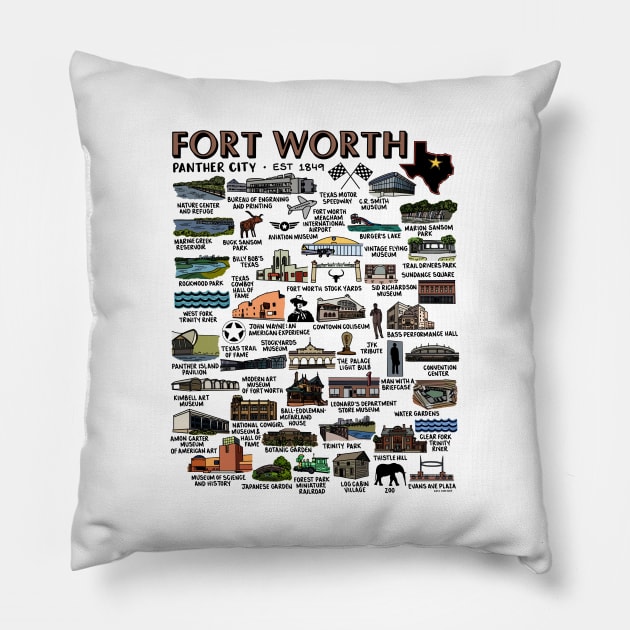 Fort Worth Map Art Pillow by fiberandgloss