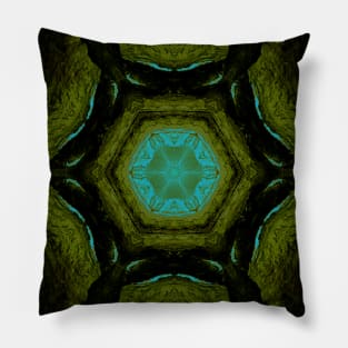 Teal and Forest Green Kaleidoscope Pattern Pillow