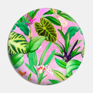 Stylish Tropical floral leaves and foliage botanical illustration, botanical pattern, tropical plants, pink leaves pattern over a Pin