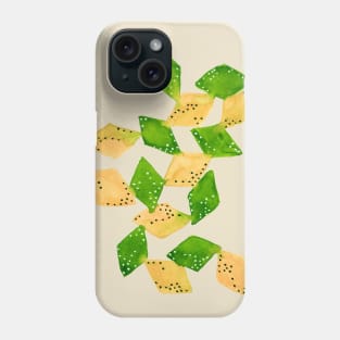Watercolor green and tan connected diamond shapes Phone Case