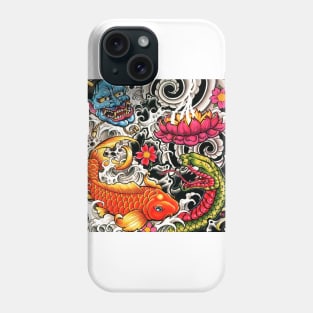 yakuza fish and snake Phone Case