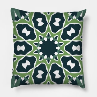 Green Shades Leaf Mandala Pillow