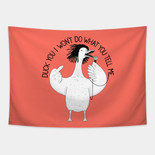 Duck You! | Animal Karaoke Collection Tapestry by DrawingEggen