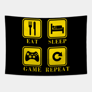 'Eat Sleep Game Repeat' Funny Video Gamer Gift Tapestry