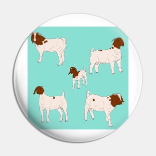 Boer Goats Pattern Seafoam Pin